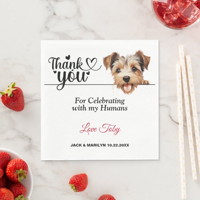 Biewer Terrier Wedding Reception Napkin (Insitu)