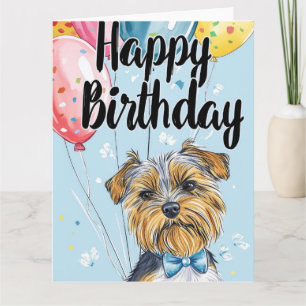 Biewer Terrier with Balloons Card