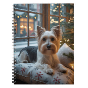 Biewer Terrier With Christmas Lights Holiday Notebook