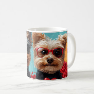 Biewer Terrier With Heart Roses Valentine's Day Coffee Mug
