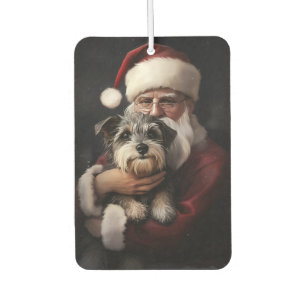 Biewer Terrier With Santa Claus Festive Christmas Car Air Freshener