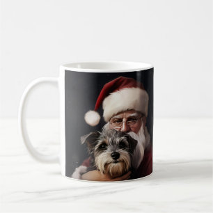 Biewer Terrier With Santa Claus Festive Christmas Coffee Mug