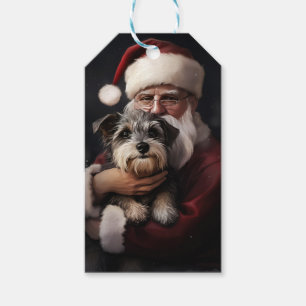 Biewer Terrier With Santa Claus Festive Christmas Gift Tags