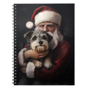 Biewer Terrier With Santa Claus Festive Christmas Notebook