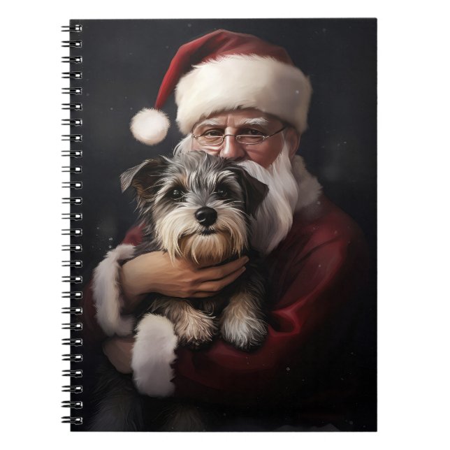 Biewer Terrier With Santa Claus Festive Christmas Notebook (Front)