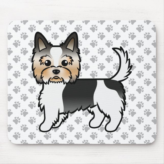Biewer Terrier / Yorkie Cute Cartoon Dog & Paws Mouse Mat (Front)
