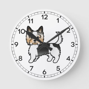 Biewer Terrier Yorkie Cute Cartoon Dog Round Clock