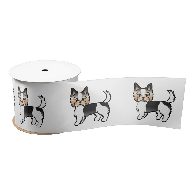 Biewer Terrier Yorkshire Terrier Cartoon Dogs Satin Ribbon (Spool)