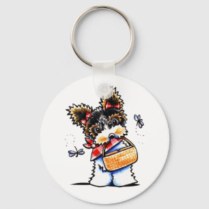 Biewer Yorkie Picnic Time Key Ring