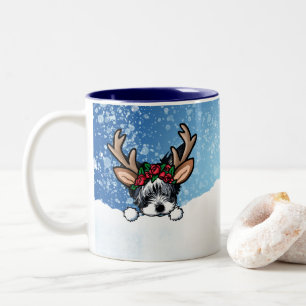 Biewer Yorkie Reindeer Christmas Two-Tone Mug