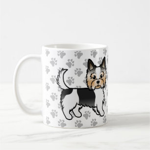 Biewer Yorkshire Terrier Cartoon Dog & Paws Coffee Mug