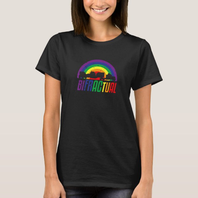 Bifractual Oil Gas Frac Truck  Gay Pride Rainbow F T-Shirt (Front)