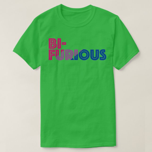 Bifurious Bicurious Bisexual Bi T-Shirt (Design Front)