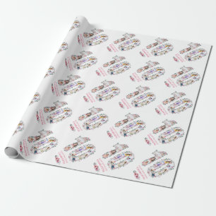 Big 10th Birthday Girl Photo Collage Pink Flower Wrapping Paper
