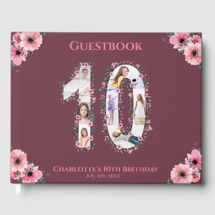 Big 10th Birthday Photo Collage Flower Girl Pink Guest Book