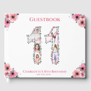 Big 11th Birthday Photo Collage Flower Girl White Guest Book