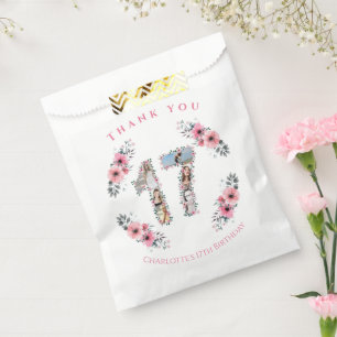 Big 17th Girl Birthday Photo Collage Pink Flower Favour Bags