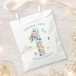 Big 1st Birthday Under The Sea Photo Collage Favour Bags