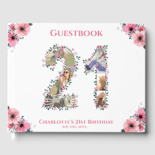 Big 21st Birthday Photo Collage Flower Girl White Guest Book