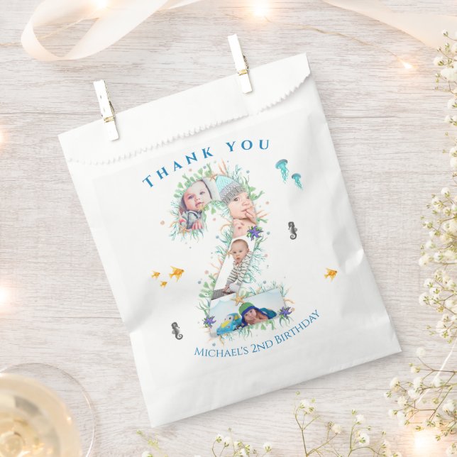 Big 2nd Photo Collage Birthday Under The Sea Favour Bags (Clipped)