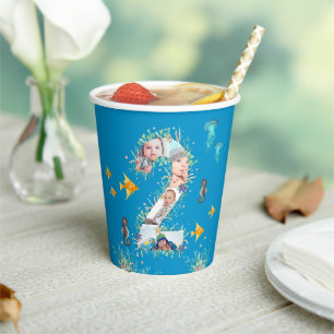 Big 2nd Under The Sea Birthday Photo Collage Paper Cups