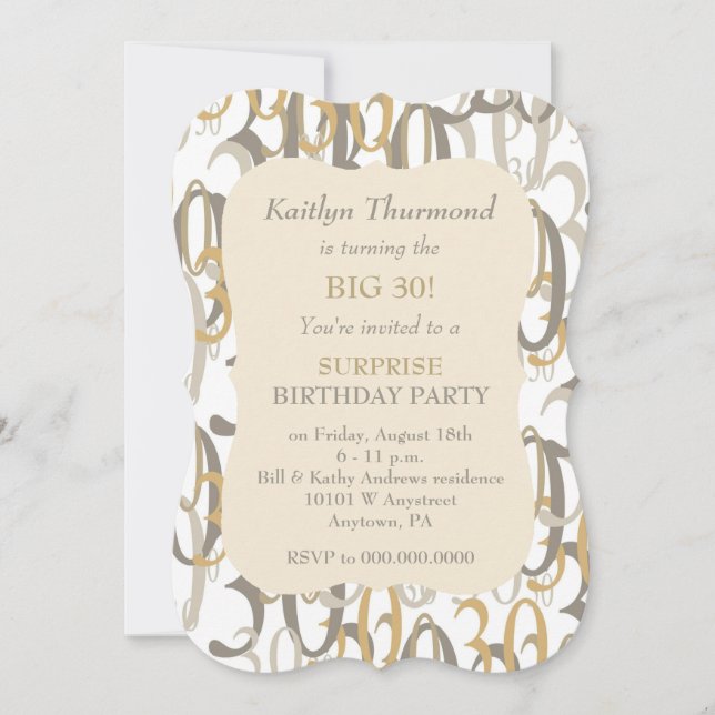 Big 30 Gold Birthday Party Invitation (Front)