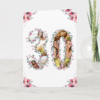 Big 30th Birthday Photo Collage Pink Flower White