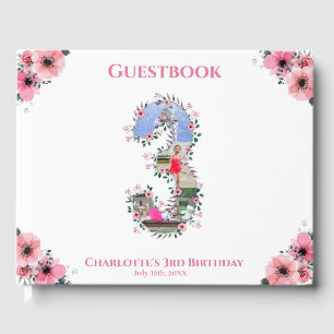 Big 3rd Birthday Photo Collage Flower Girl White Guest Book