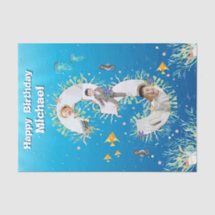 Big 3rd Under The Sea Birthday Photo Collage Tissue Paper