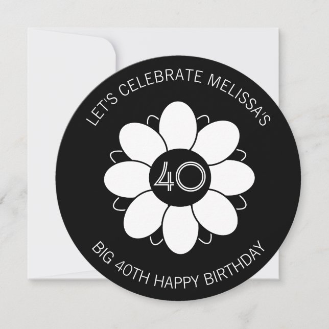 Big 40 Birthday Floral Design Pattern Invitation (Front)