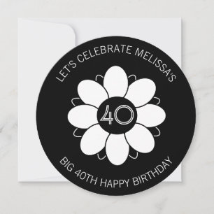 Big 40 Birthday Floral Design Pattern Invitation