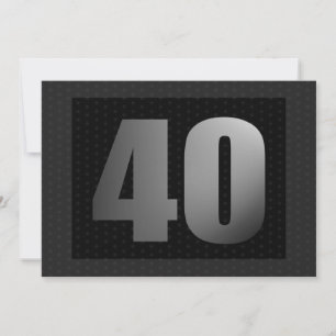 Big 40 With Dots Invitation, Black and Grey Invitation