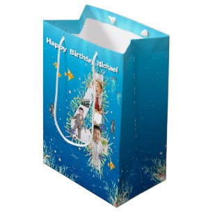 Big 4th Birthday Photo Collage Under The Sea Medium Gift Bag