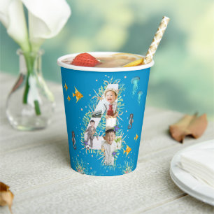 Big 4th Under The Sea Birthday Photo Collage Paper Cups