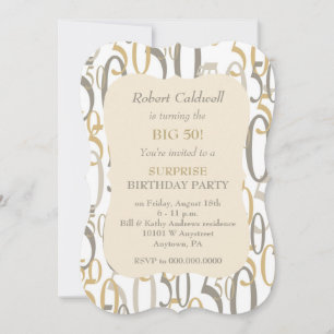 Big 50 Gold Birthday Party Invitation