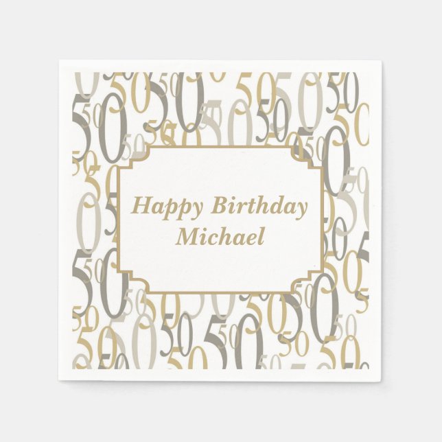 Big 50 Personalised Birthday Party Napkin (Front)