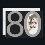 Big 8-0 Photo Birthday Party Invitations<br><div class="desc">Cool modern black and grey 80th birthday invitation,  features large numbers eight and zero,  with your personalised digital photo uploaded inside the zero.  Invite friends and family to your monumental milestone party!</div>