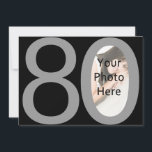 Big 8-0 Photo Birthday Party Invitations<br><div class="desc">Cool modern black and grey 80th birthday invitation,  features large numbers eight and zero,  with your personalised digital photo uploaded inside the zero.  Invite friends and family to your monumental milestone party!</div>