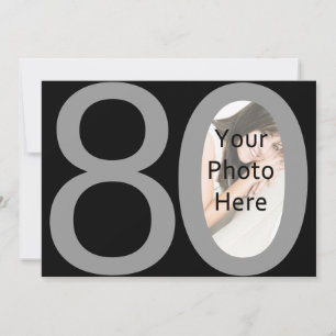 Big 8-0 Photo Birthday Party Invitations