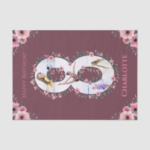 Big 8th Birthday Girl Photo Collage Pink Flower Ti Tissue Paper