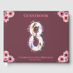 Big 8th Birthday Photo Collage Flower Girl Pink Guest Book