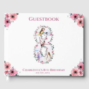 Big 8th Birthday Photo Collage Flower Girl White Guest Book