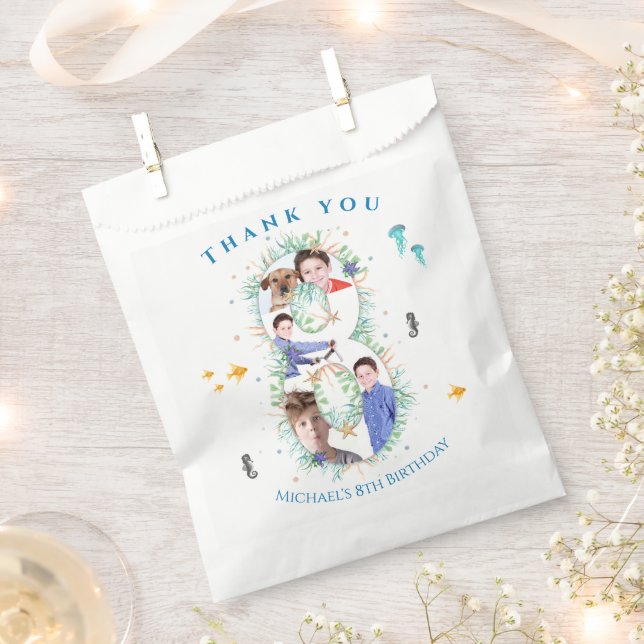 Big 8th Photo Collage Birthday Under The Sea Favour Bags (Clipped)