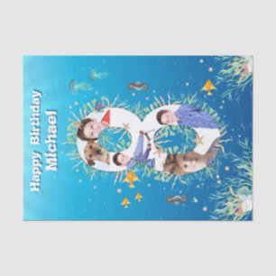 Big 8th Under The Sea Birthday Photo Collage Tissue Paper