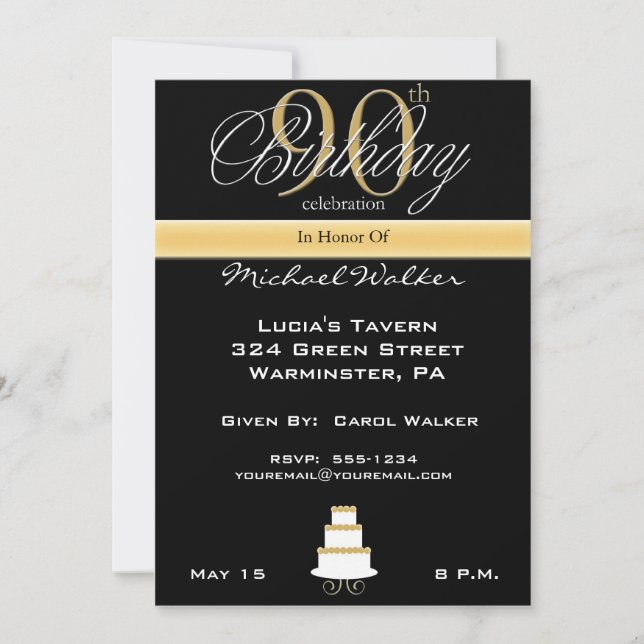 Big 90th Birthday Party Invitation (Front)