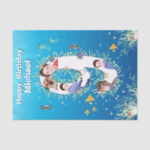 Big 9th Under The Sea Birthday Photo Collage Tissue Paper