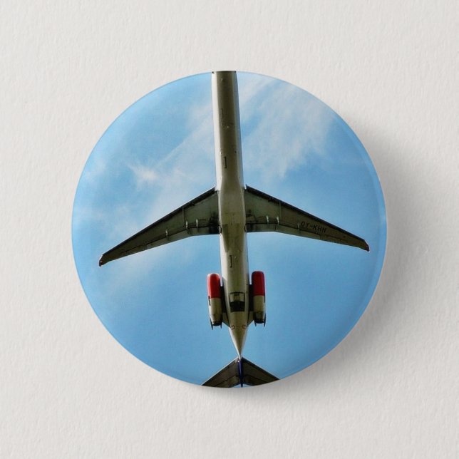 Big Aeroplane Take Off 6 Cm Round Badge (Front)