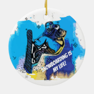 Big Air Jumps! - Snowboarding Fool Ceramic Tree Decoration