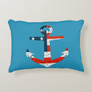 Big American Flag Anchor  Decorative Cushion