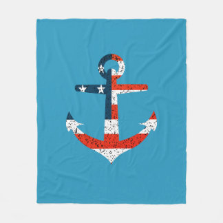 Big American Flag Anchor Fleece Blanket